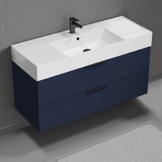 Bathroom Vanity Blue Bathroom Vanity, Floating, 48